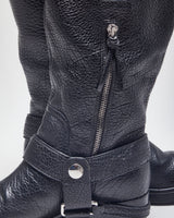 Miu miu Black Leather Biker Boots - UK4