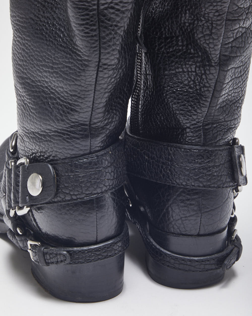 Miu miu Black Leather Biker Boots - UK4