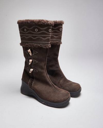 Y2k 00s Brown Toggle Boots - UK6
