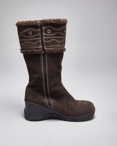 Y2k 00s Brown Toggle Boots - UK6