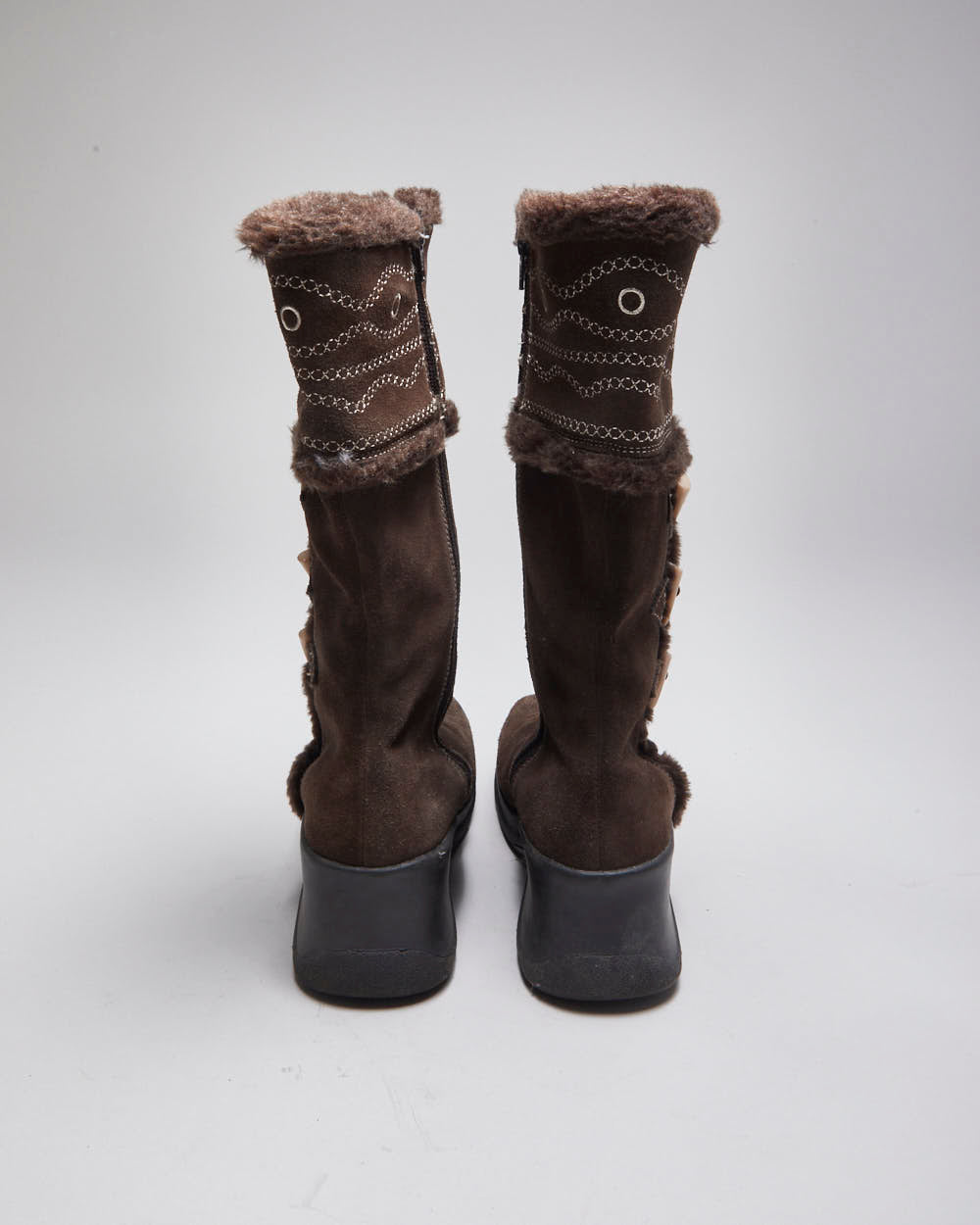 Y2k 00s Brown Toggle Boots - UK6