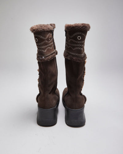 Y2k 00s Brown Toggle Boots - UK6