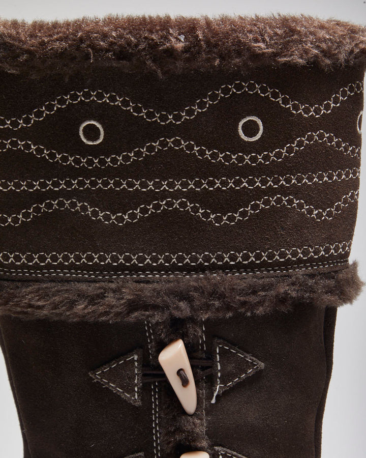 Y2k 00s Brown Toggle Boots - UK6