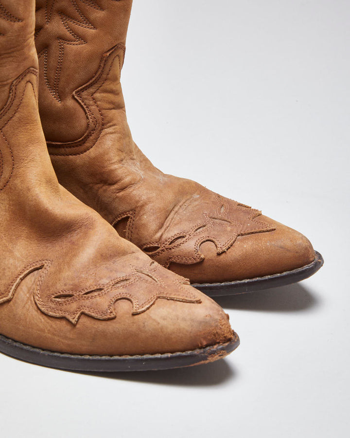 Vintage Guess Brown Cowboy Boots - UK5.5