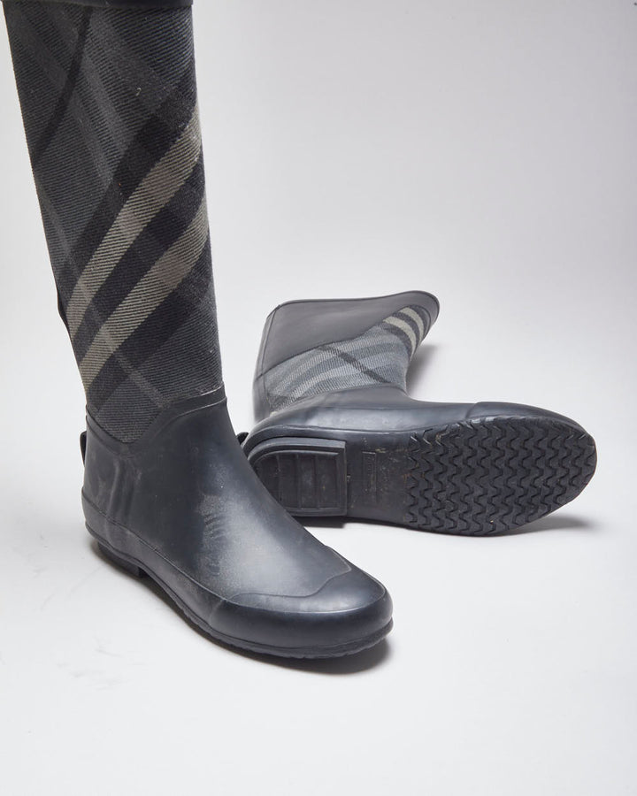 Ladies Boots Burberry Lined Rain Boots Burberry Black Wellington Boots UK3