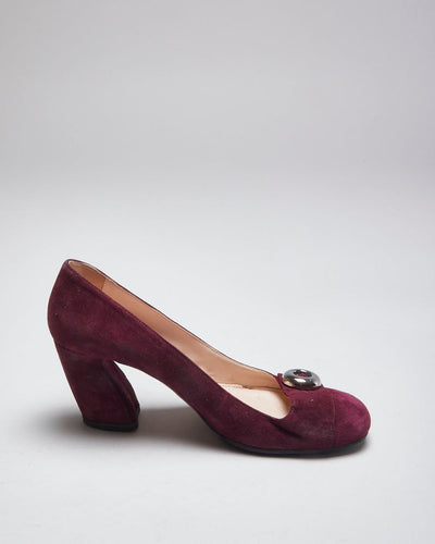 Prada Suede Button Heels - Uk7.5