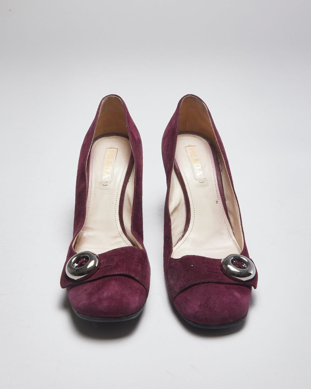 Prada Suede Button Heels - Uk7.5