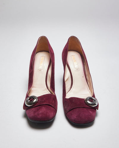 Prada Suede Button Heels - Uk7.5