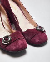 Prada Suede Button Heels - Uk7.5