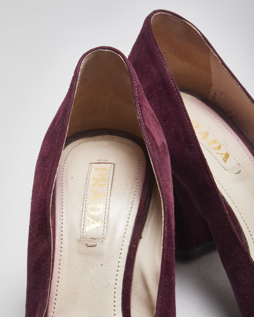 Prada Suede Button Heels - Uk7.5