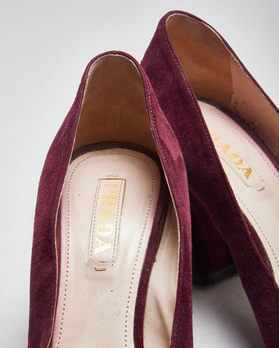 Prada Suede Button Heels - Uk7.5