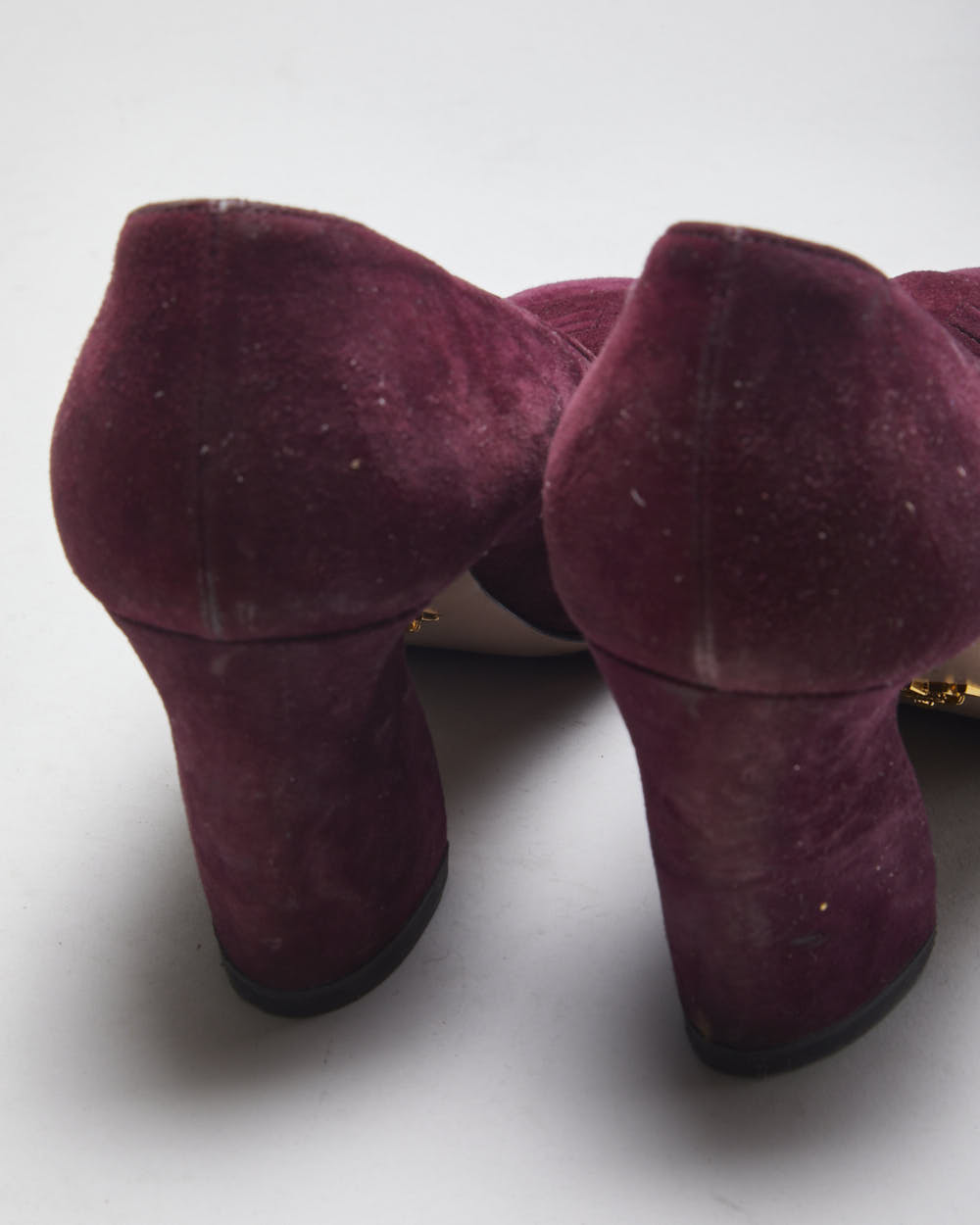 Prada Suede Button Heels - Uk7.5