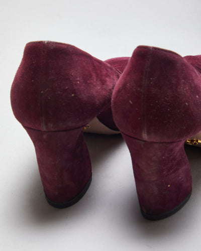 Prada Suede Button Heels - Uk7.5
