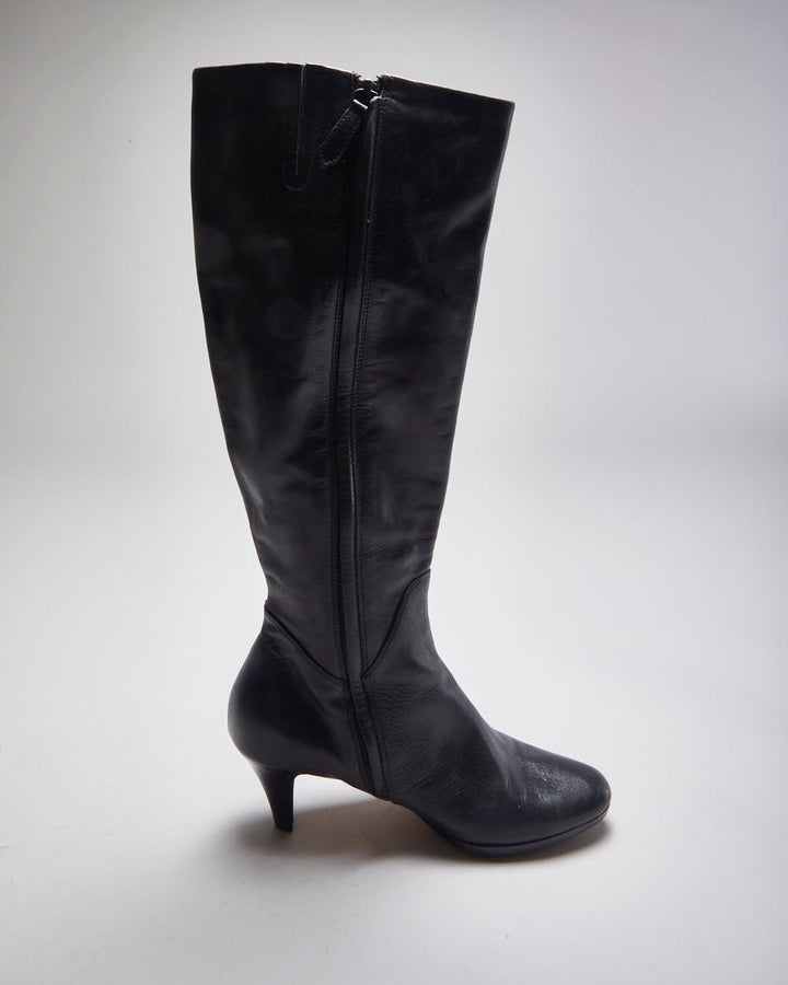 Cole Hann x Nike Air Black Leather Heeled Boots - UK4