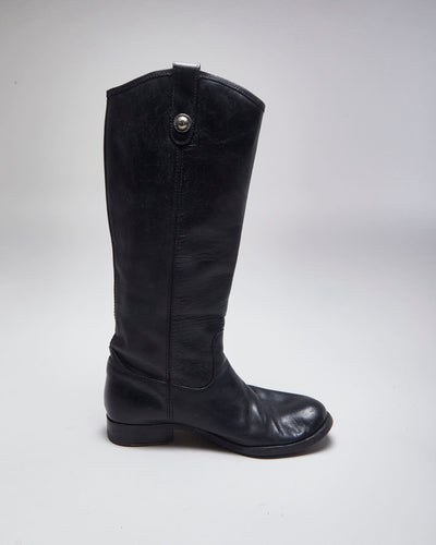 Vintage Frye Black Leather Boots - UK5