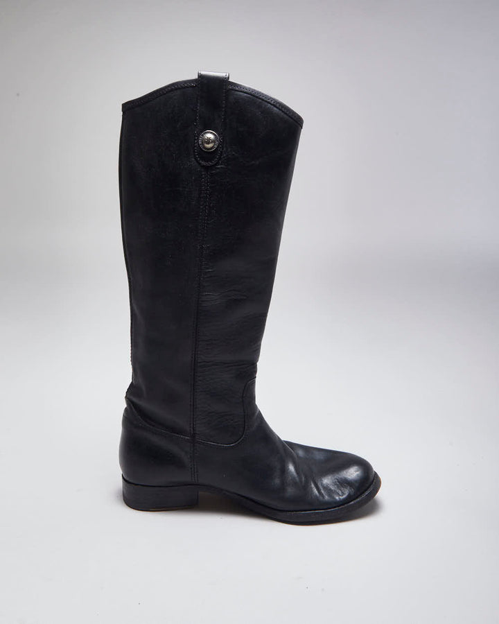 Vintage Frye Black Leather Boots - UK5