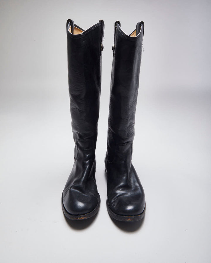 Vintage Frye Black Leather Boots - UK5