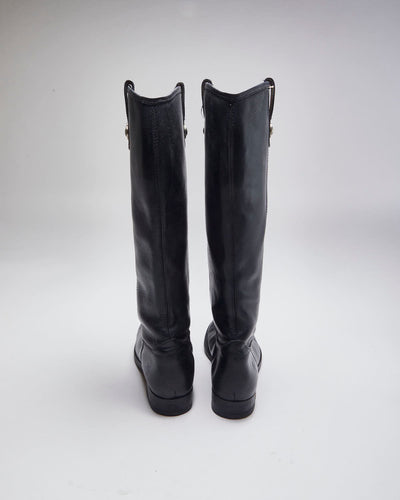 Vintage Frye Black Leather Boots - UK5