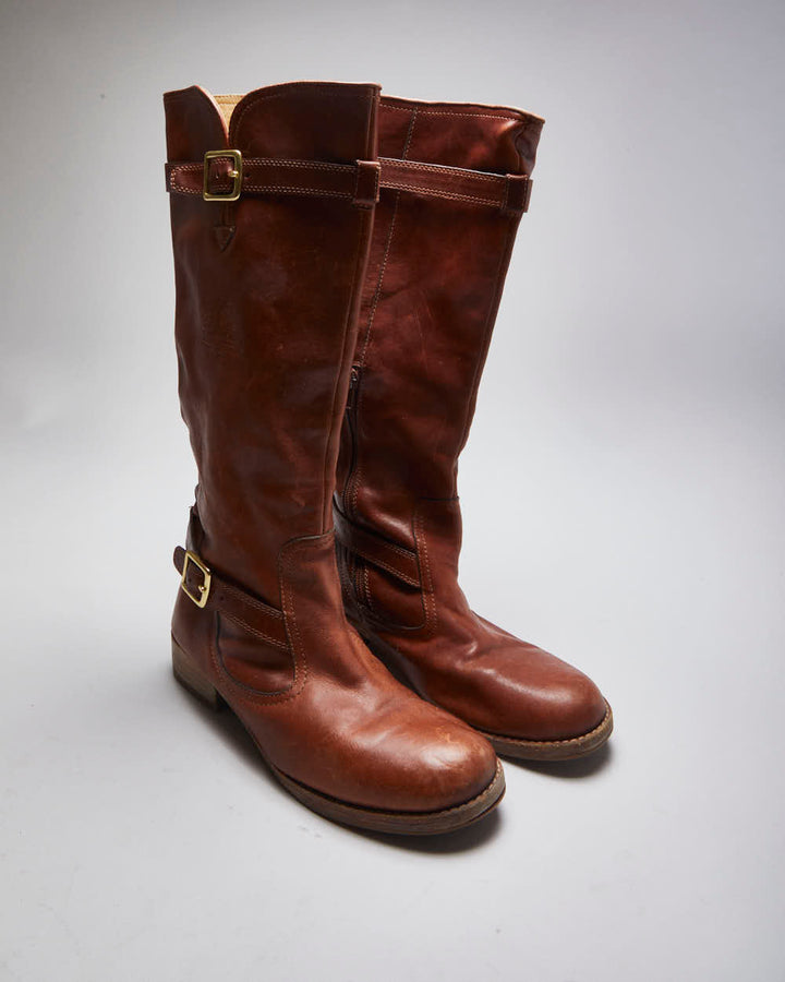 Bottes En Cuir Marron Cuir Véritable Décontractée Plates Femme En Cuir Véritable Plus De Velours Semelle Épaisse Argent 3810 Bottes En Cuir Marron Cuir Véritable Décontractée Plates Femme En Cuir Véritable Plus De Velours Semelle Épaisse Argent 3810