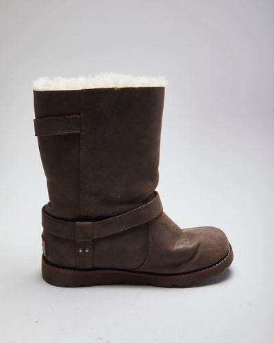 Vintage Women's Ugg Leather Insulated Buckle Ankle Boots - UK 4.5