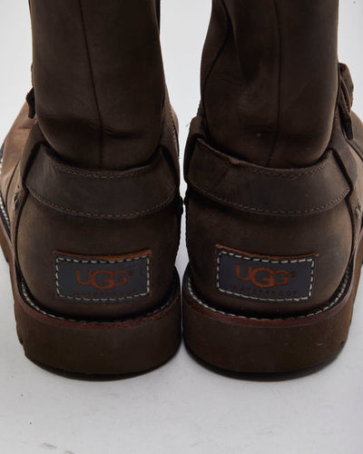 Vintage Women's Ugg Leather Insulated Buckle Ankle Boots - UK 4.5