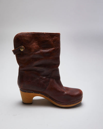 Vintage Women's Ugg Leather Insulated Heel Ankle Boots - UK 4.5