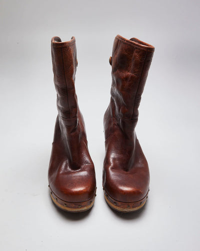 Vintage Women's Ugg Leather Insulated Heel Ankle Boots - UK 4.5