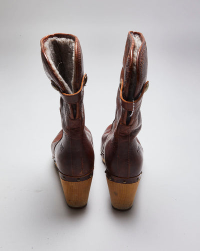 Vintage Women's Ugg Leather Insulated Heel Ankle Boots - UK 4.5