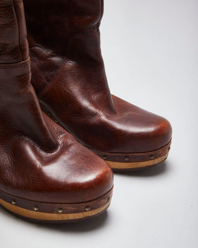 Vintage Women's Ugg Leather Insulated Heel Ankle Boots - UK 4.5
