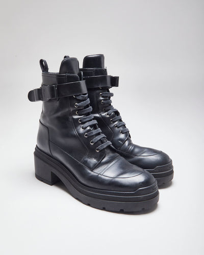 Vintage Salvatore Ferragamo Heeled Black Ankle Boots - UK 8