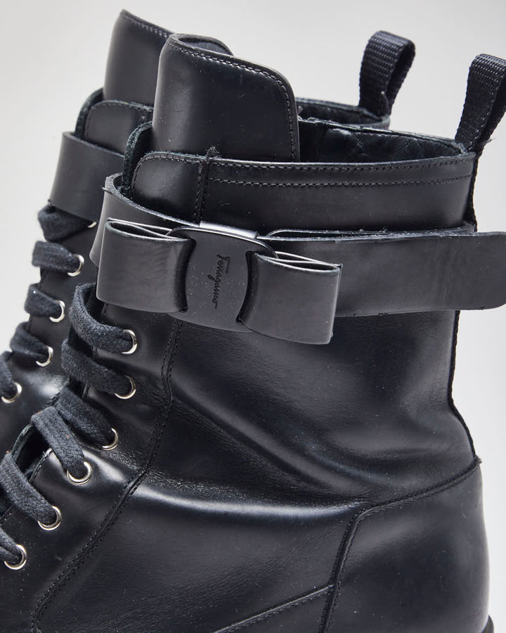 Vintage Salvatore Ferragamo Heeled Black Ankle Boots - UK 8
