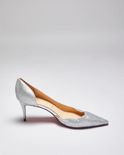 Vintage Women's Christian Louboutin Red Bottom Glitter Kitten Heeled Shoe - UK 4