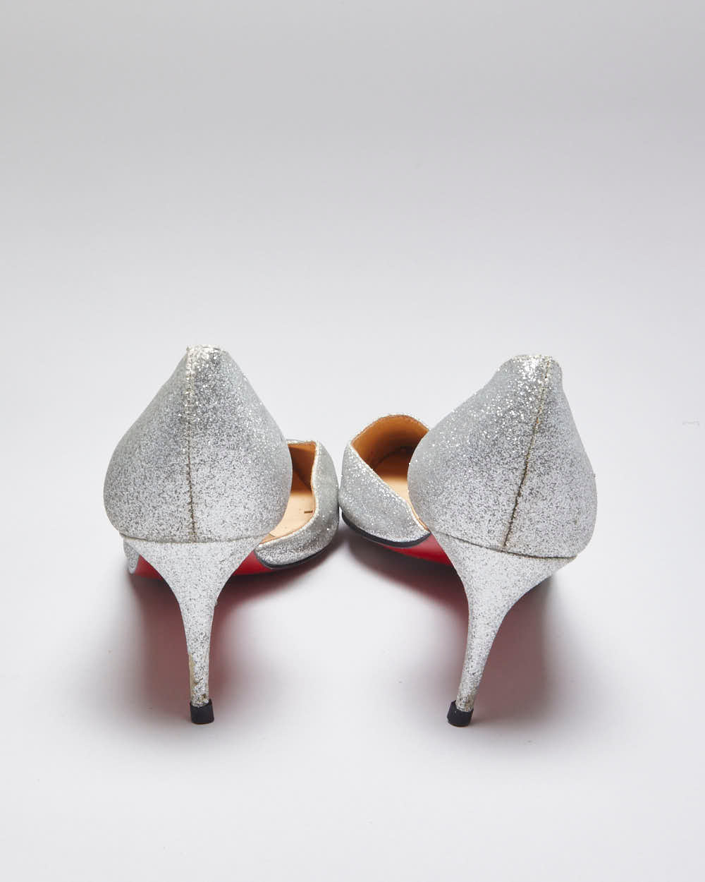 Vintage Women's Christian Louboutin Red Bottom Glitter Kitten Heeled Shoe - UK 4