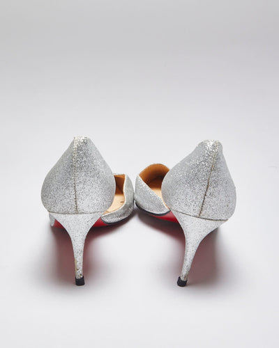 Vintage Women's Christian Louboutin Red Bottom Glitter Kitten Heeled Shoe - UK 4