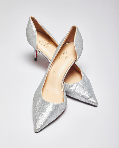 Vintage Women's Christian Louboutin Red Bottom Glitter Kitten Heeled Shoe - UK 4