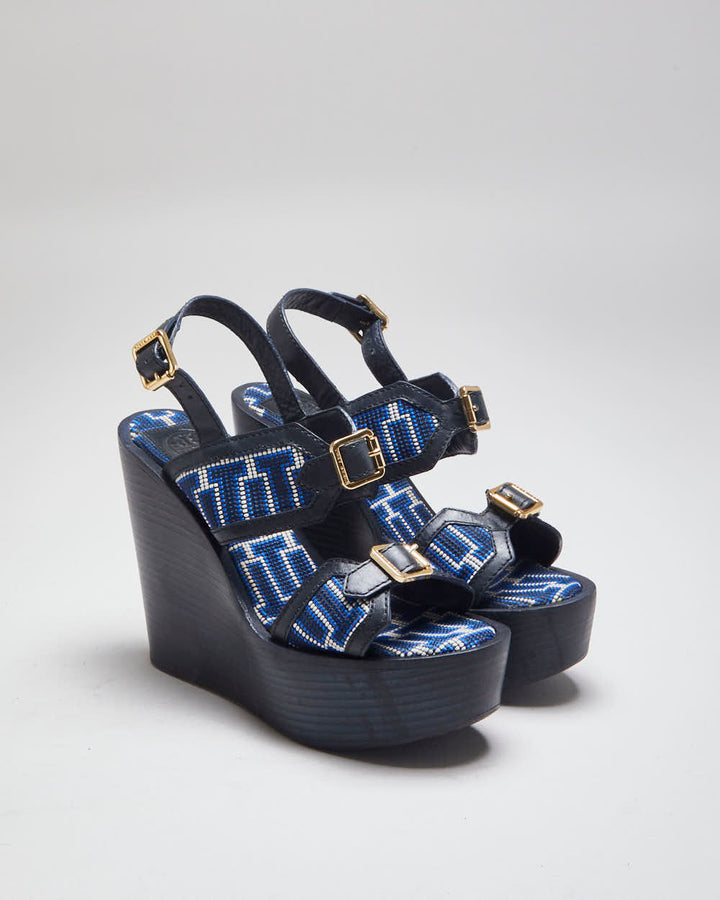 Vintage Y2K Women's Tory Burch Patterned Wedges - UK 6