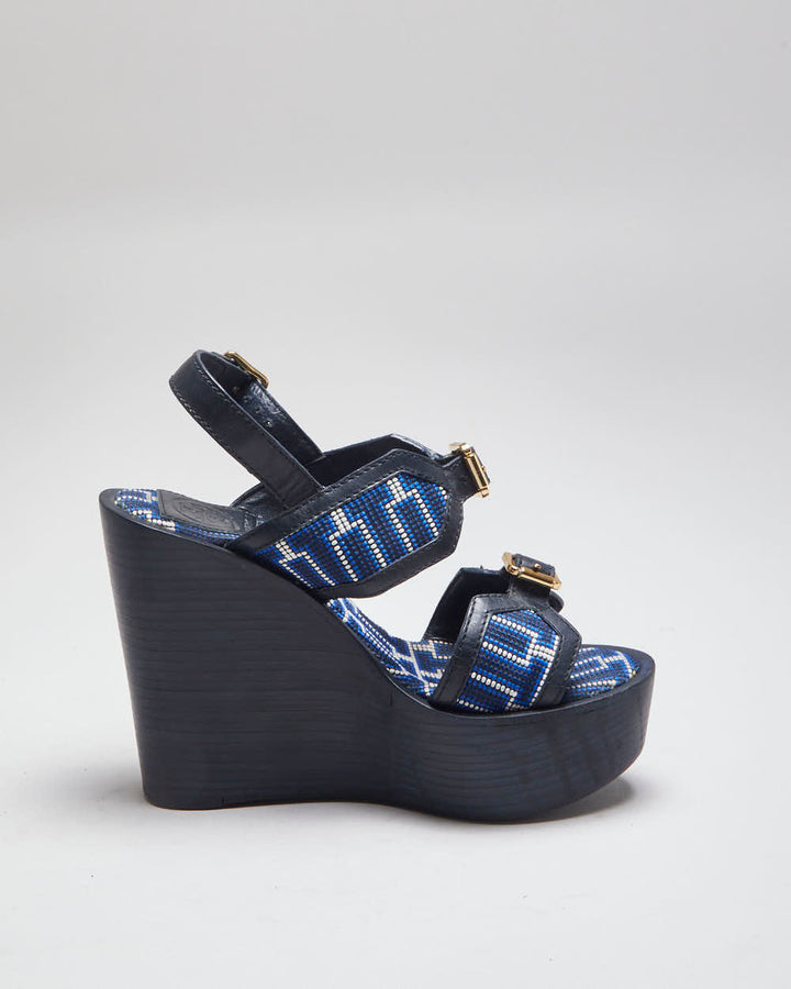 Vintage Y2K Women's Tory Burch Patterned Wedges - UK 6