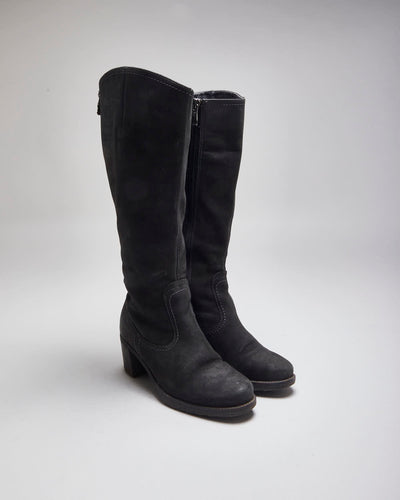 Vintage Y2K Women's Soft Leather High Heeled Boots - UK 3