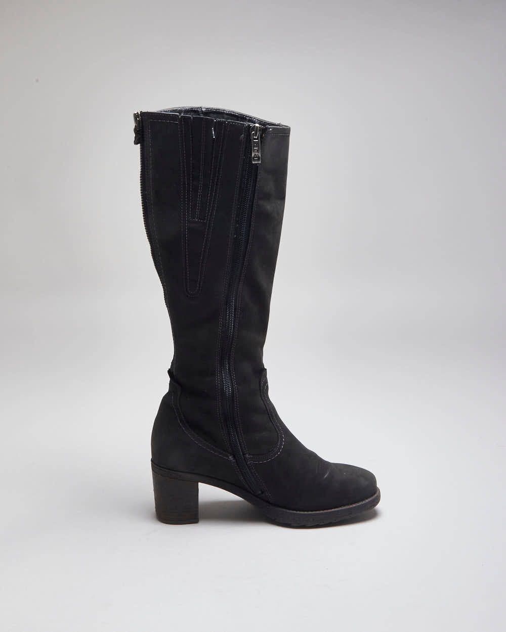 Vintage Y2K Women's Soft Leather High Heeled Boots - UK 3