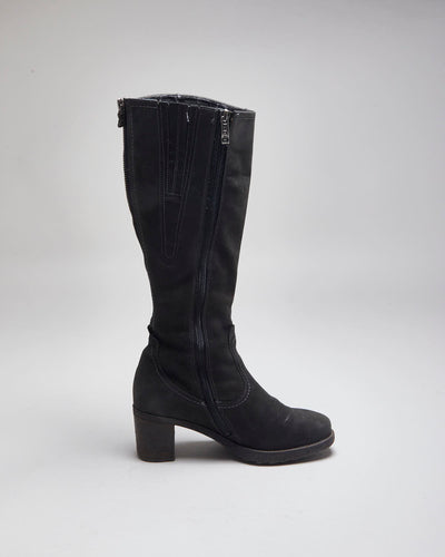 Vintage Y2K Women's Soft Leather High Heeled Boots - UK 3
