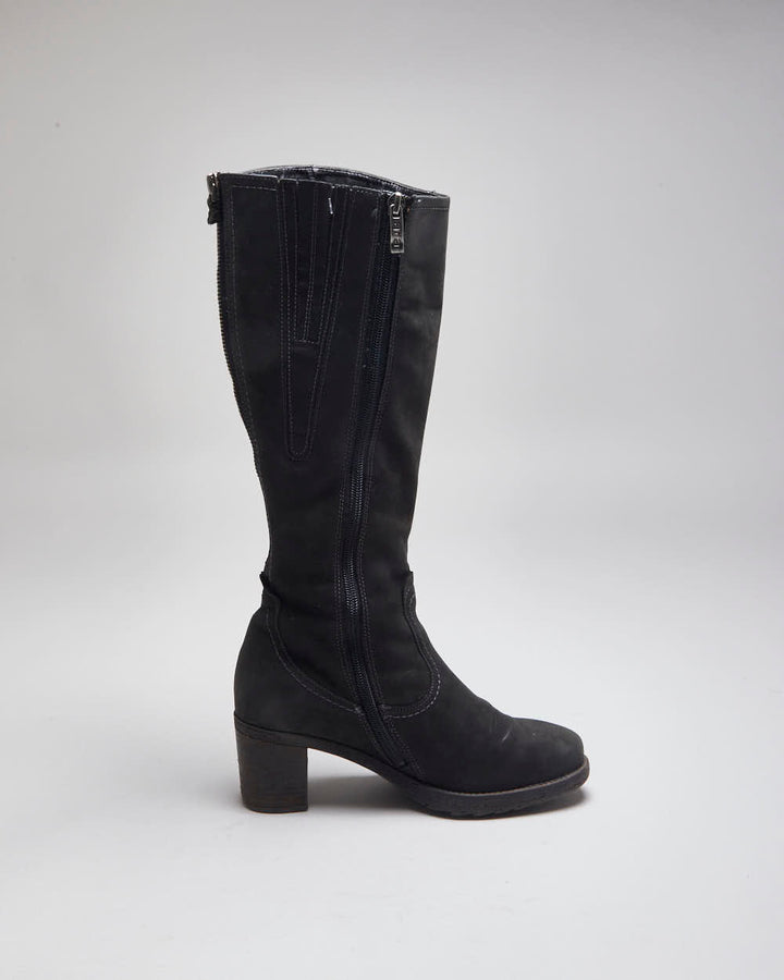 Vintage Y2K Women's Soft Leather High Heeled Boots - UK 3