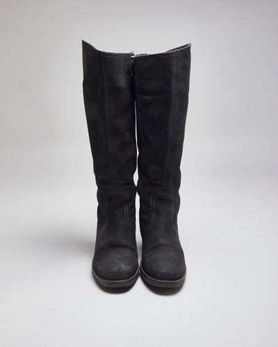 Vintage Y2K Women's Soft Leather High Heeled Boots - UK 3
