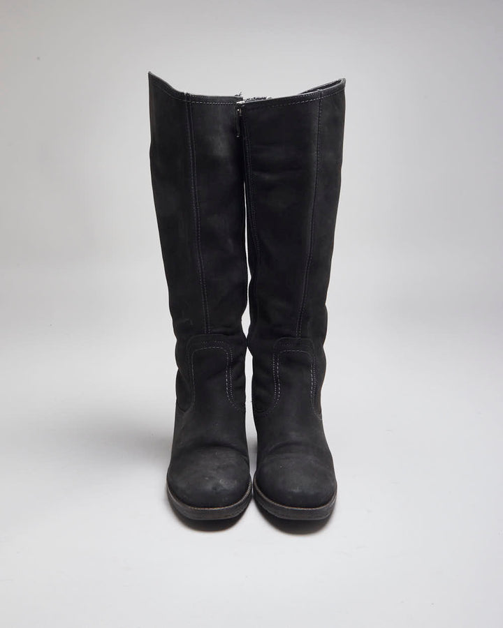 Vintage Y2K Women's Soft Leather High Heeled Boots - UK 3