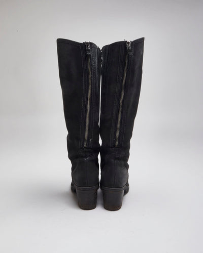 Vintage Y2K Women's Soft Leather High Heeled Boots - UK 3
