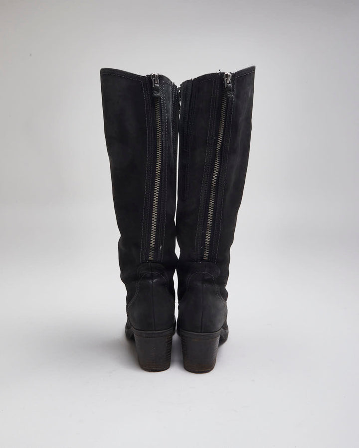 Vintage Y2K Women's Soft Leather High Heeled Boots - UK 3