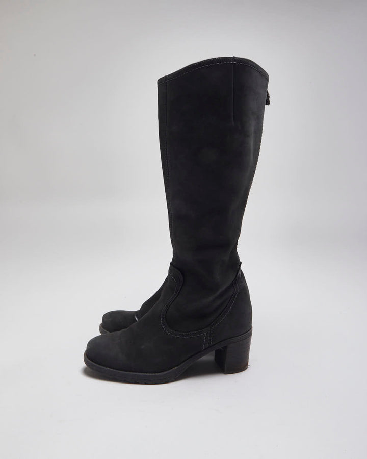 Vintage Y2K Women's Soft Leather High Heeled Boots - UK 3