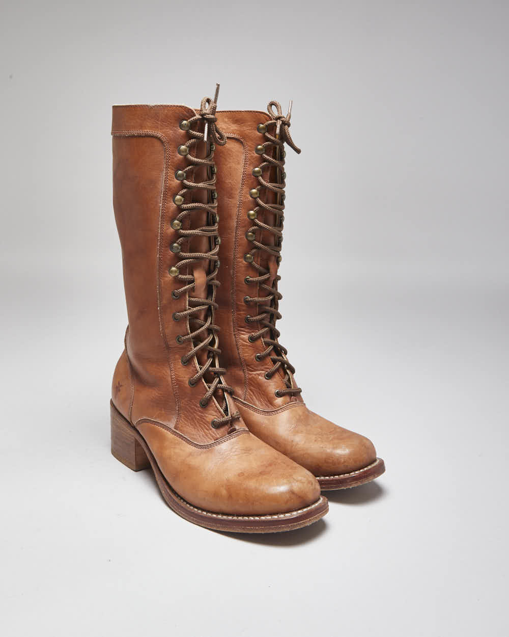 Vintage Frye Lace-Up Brown Leather Boots - UK7.5