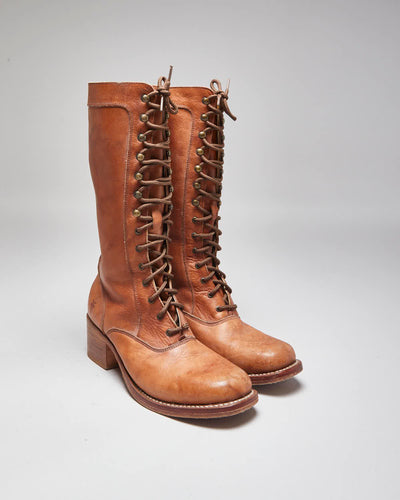 Vintage Frye Lace-Up Brown Leather Boots - UK7.5