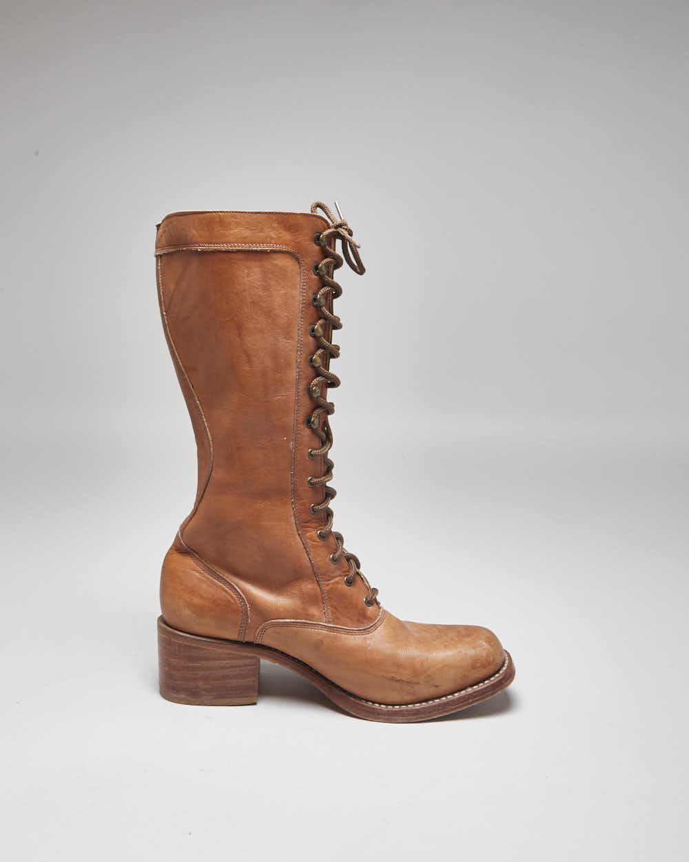 Vintage Frye Lace-Up Brown Leather Boots - UK7.5