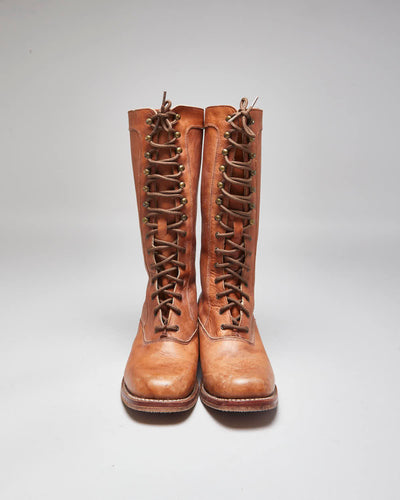 Vintage Frye Lace-Up Brown Leather Boots - UK7.5